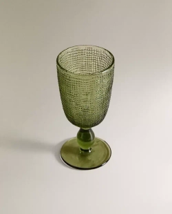 ZARA HOME БОКАЛ ИЗ РЕЛЬЕФНОГО СТЕКЛА, ЗЕЛЕНЫЙ