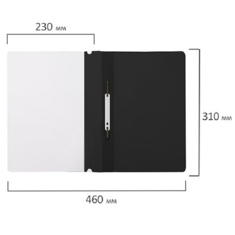 Скоросшиватель с прозрачным верхом А4, пластик 120мкм, Staff, черный