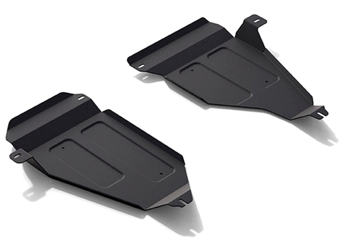 Защита топливного бака АвтоБроня для Volkswagen Tiguan I рестайлинг (V - 2.0; 2.0D) 4WD 2011-2017, штампованная, сталь 1.8 мм, 2 части, с крепежом, 111.05846.1