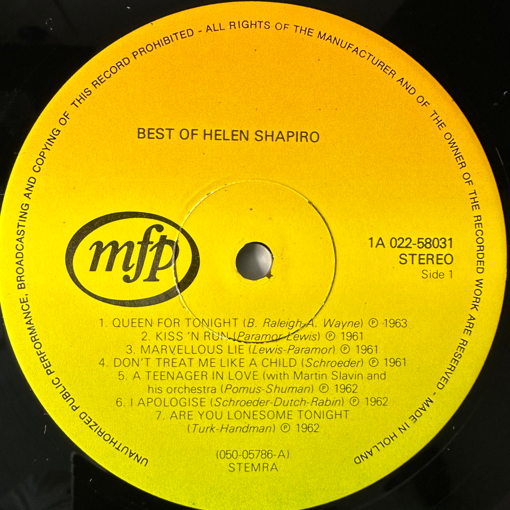 Helen Shapiro ‎– The Best Of (Голландия 1980г.)