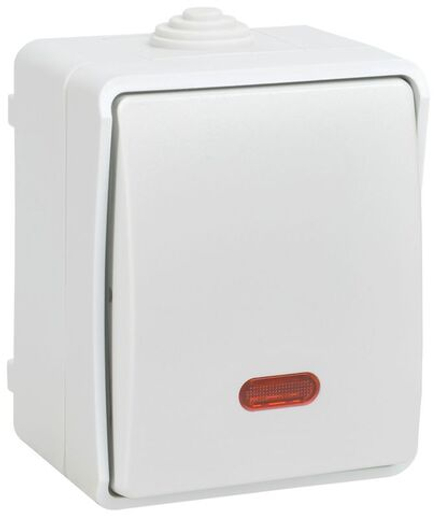 Выключатель проходной 1-кл. ОП Форс IP54 ВС20-1-1-ФБ с индикацией бел. IEK EVS11-K01-10-54-DC