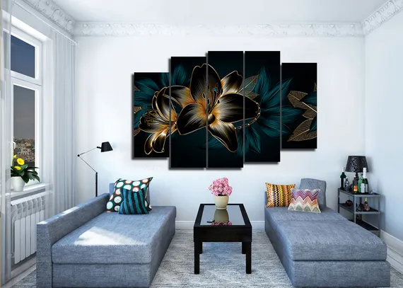 Модульная картина "Абстрактные цветы"