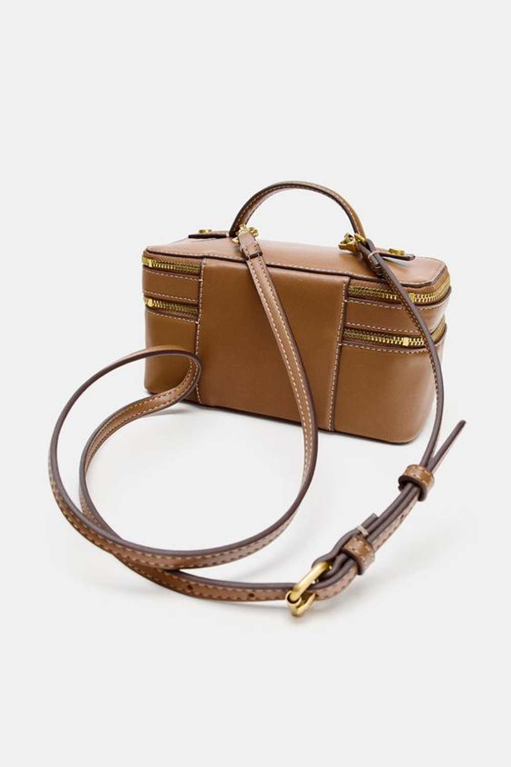 ZARA СУМКА-КЕЙС, ТЕМНЫЙ РЫЖЕВАТО-КОРИЧНЕВЫЙ