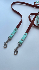 Перестежка поводок для собак средних и мелких пород , 15 мм, 3 м. Коричневый и мята