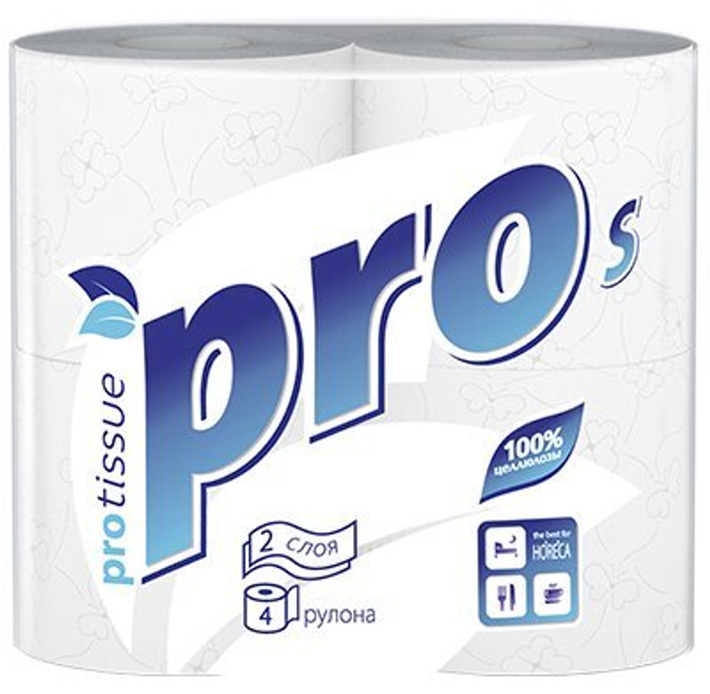 Туалетная бумага PROtissue S Premium, 2-слойная, белая, 4 рулона в упаковке