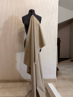 Костюмно-плательный однотонный шерстяной габардин с эластаном (L.Piana, 95%шерсть/5%эластан, Песок Тосканы, 139, 300 гр/м2)