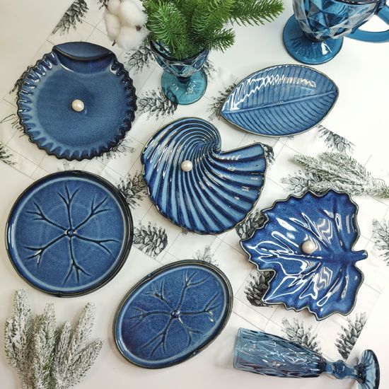 Блюдо сервировочное «Сапфировое изящество. Ракушка» круглое, 20×3 см