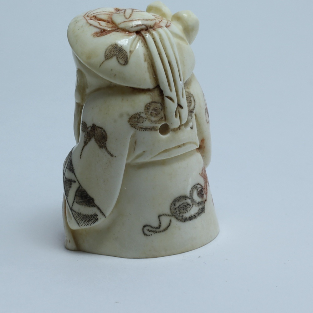 Нэцкэ Шоусин посохом и иероглифом Счастье