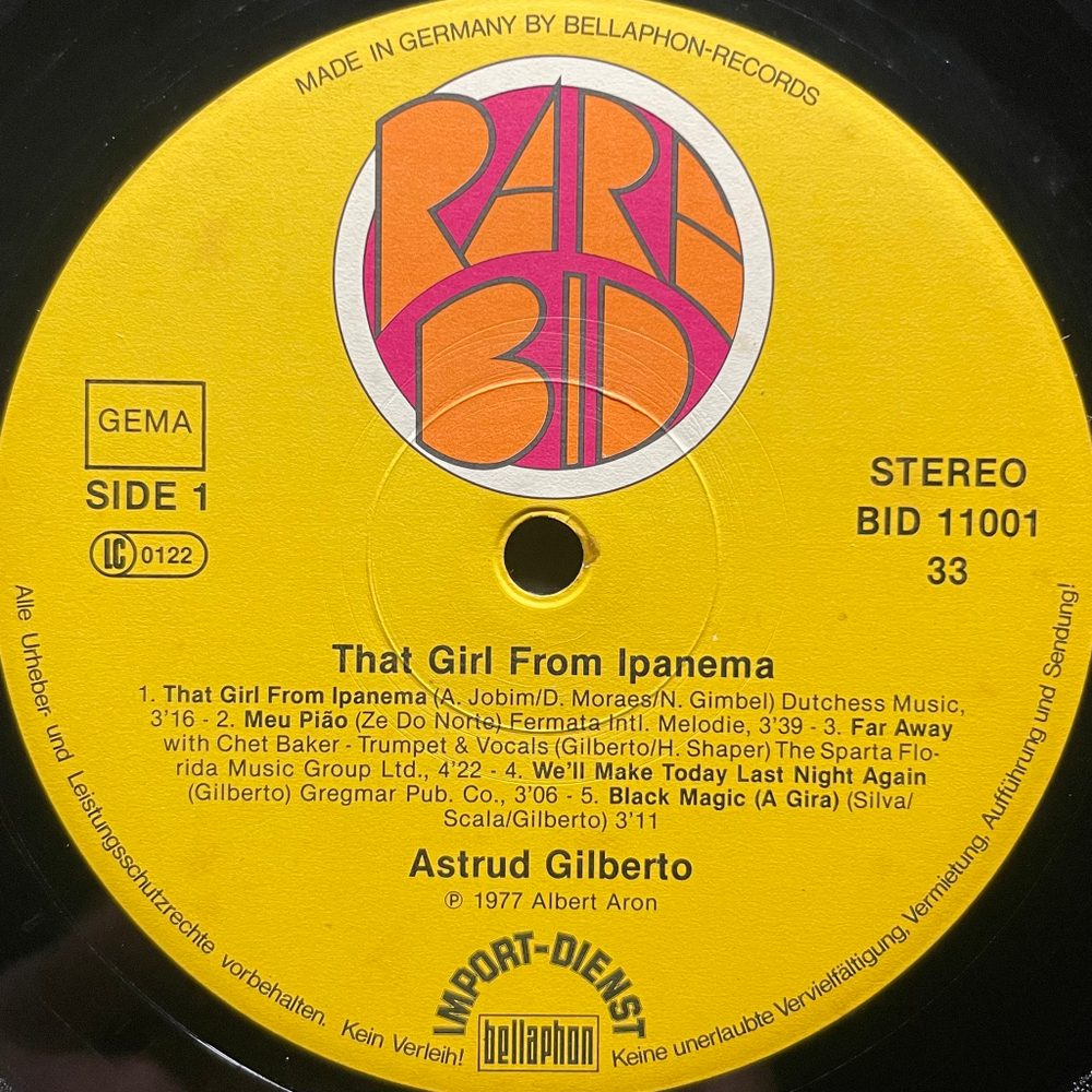 Astrud Gilberto ‎– That Girl From Ipanema (Германия 1977г.)