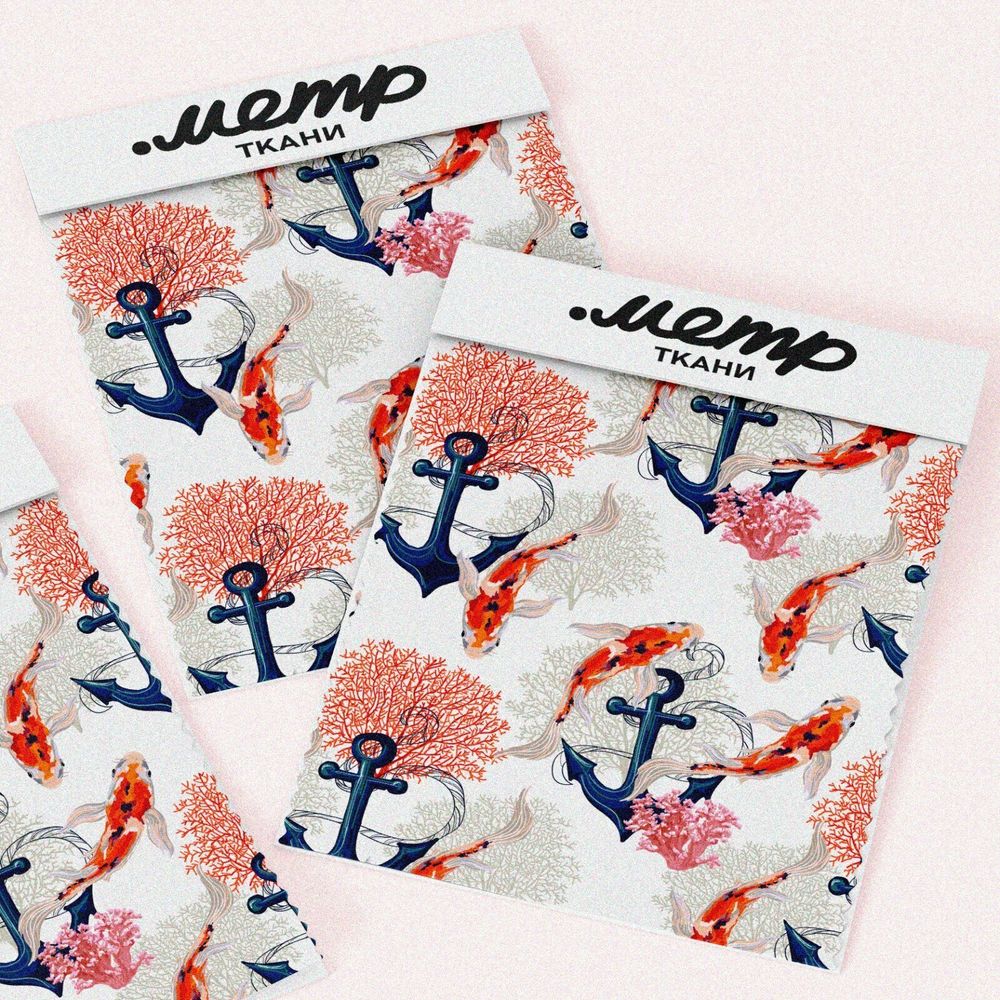 Ткань мембрана якорь золотые карпы кораллы