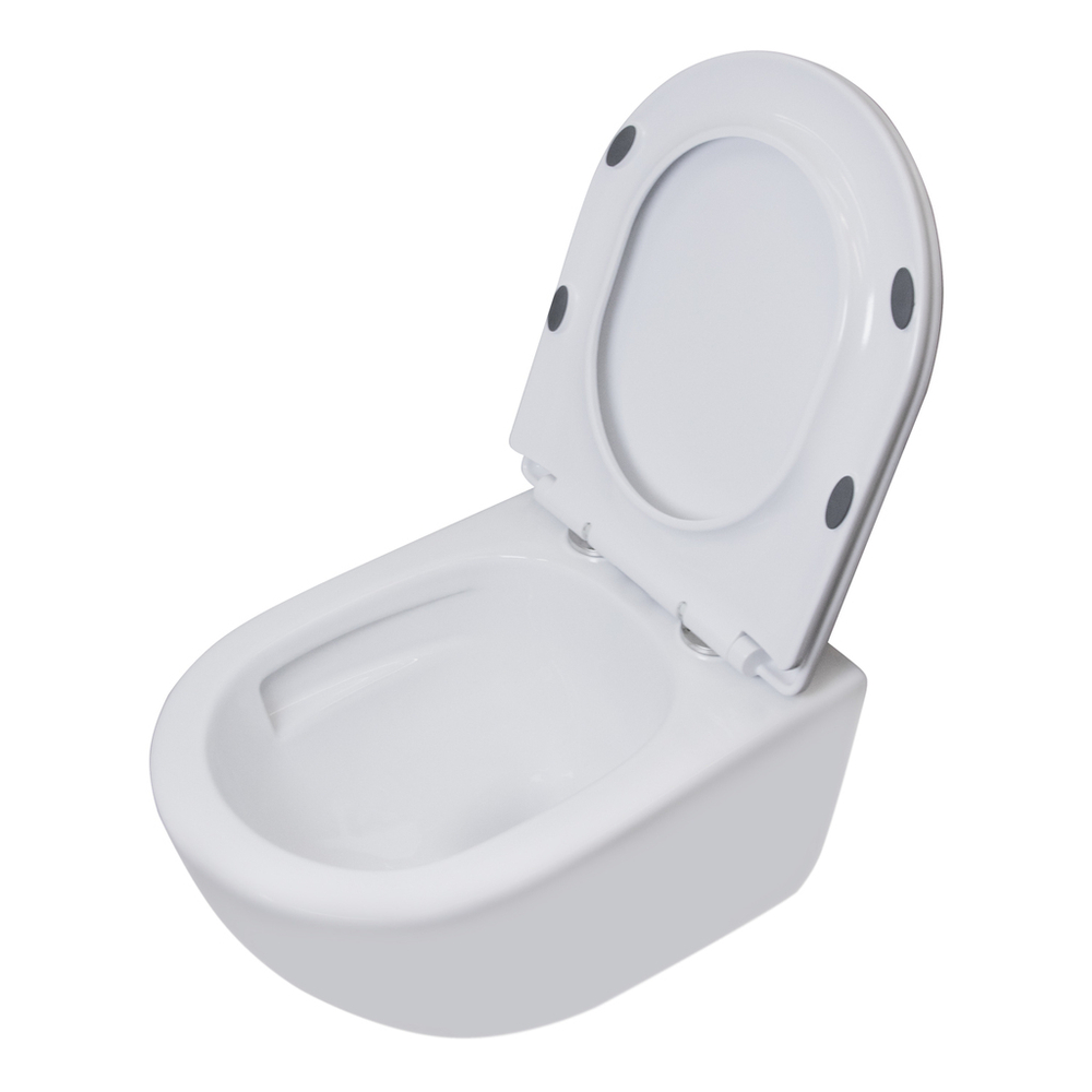 Унитаз подвесной безободковый WAVE RONDO Tornado3.0 сид. дюропласт, м/л, быстр, БЕЛЫЙ глянец (XL)