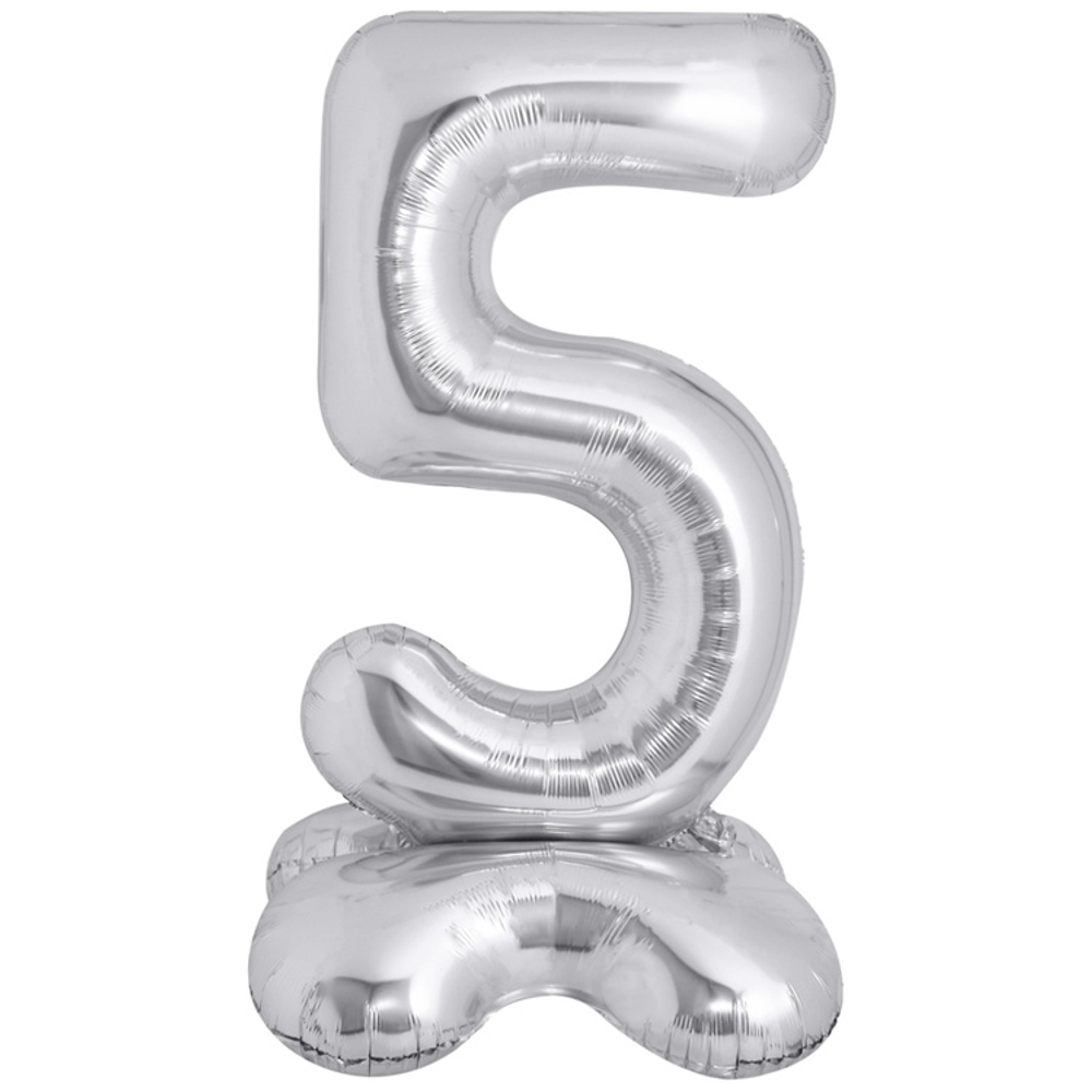 Шар фольгированный Цифра 5 127 см (Серебряный)