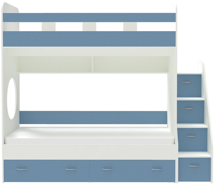 Двухъярусная кровать КарИВи Юниор 1 80х190 Белый  Светло-синий, голубой