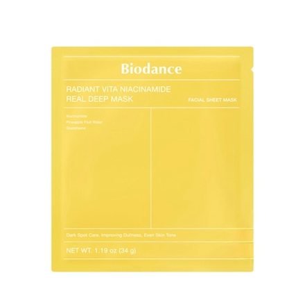 Гидрогелевая маска Biodance Radiant Vita Niacinamide Real Deep Mask желтая