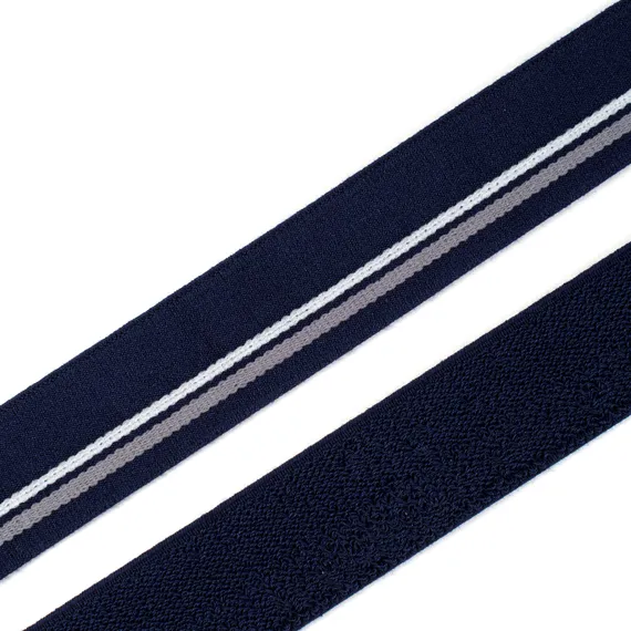 Резинка широкая, синяя/полоски 35 мм, Германия
