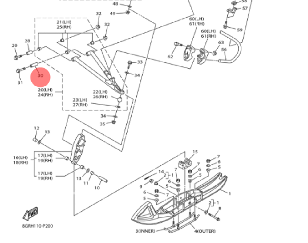 Втулка крепления лыжи Yamaha 903871007400