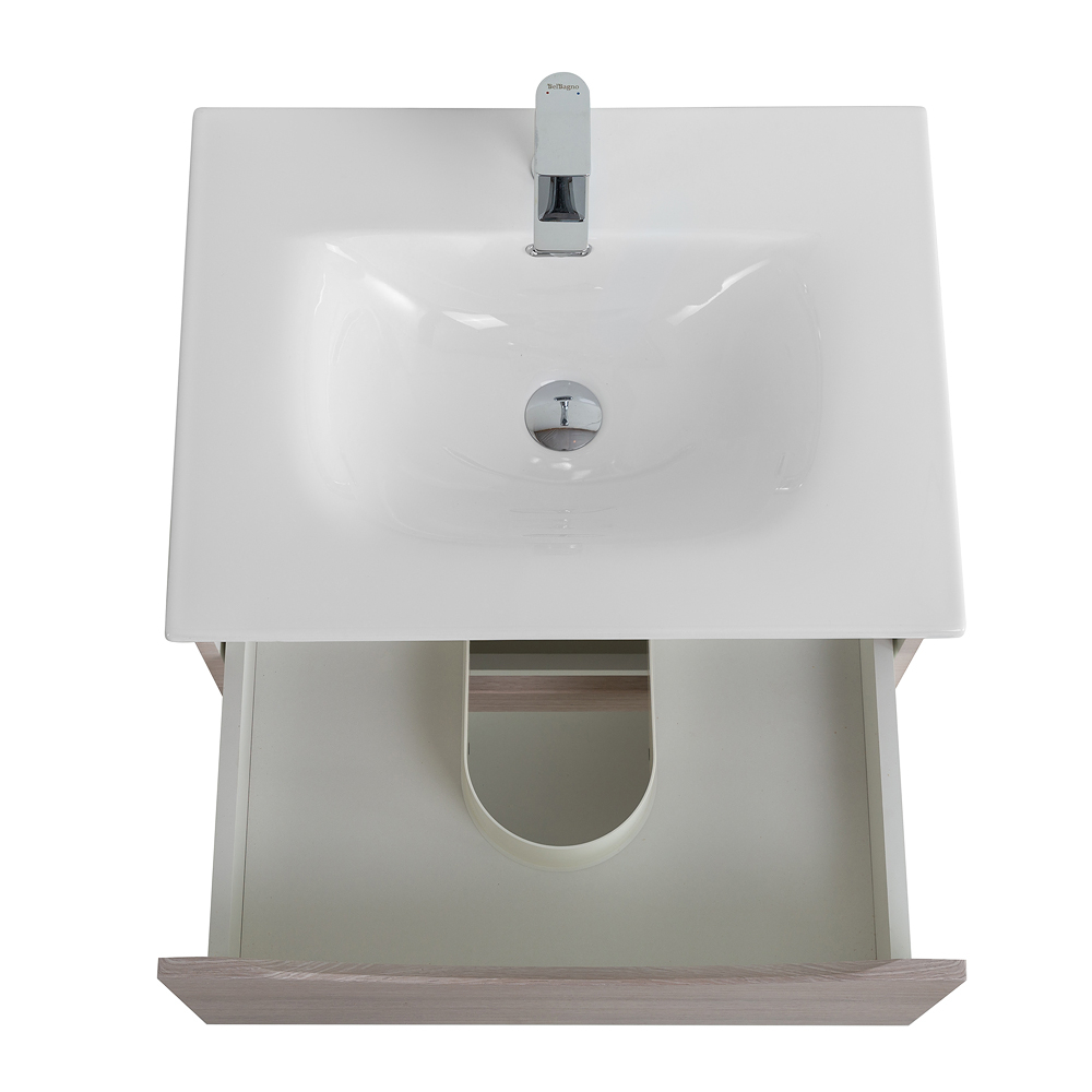 Тумба с раковиной подвесная BelBagno MARINO-CER-N-600-2C-SO-RG-P Rovere Grigio, раковина белая BB-8099-60