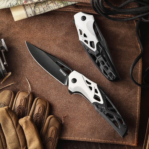 Складной туристический нож TRIVISA Leo-03BW клинок K110 рукоять G10 (черный-черный)