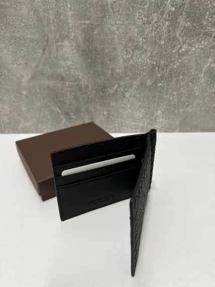 Бумажник Bottega Veneta intrecciato с клипсой черный