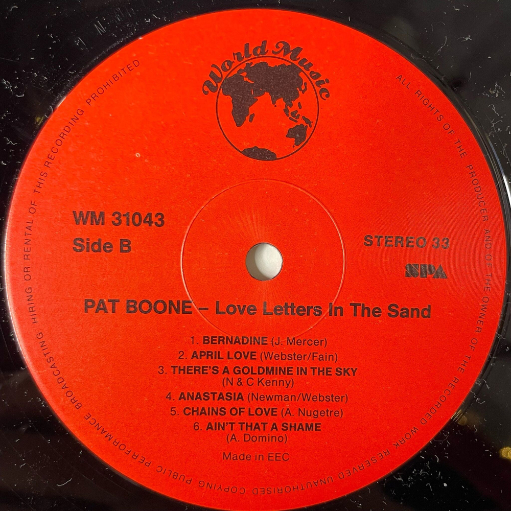 Винтажная виниловая пластинка LP Pat Boone Love Letters In The Sand (EU 1986)