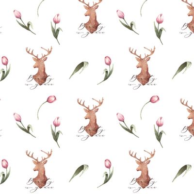 Олени с тюльпанами