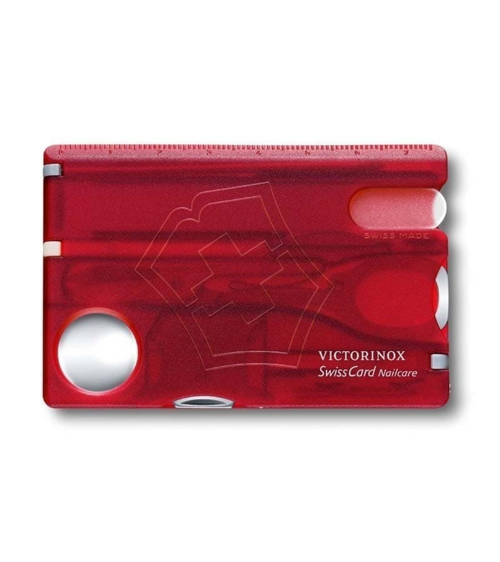 Швейцарская карточка VICTORINOX SwissCard Nailcare, 13 функций, полупрозрачная красная