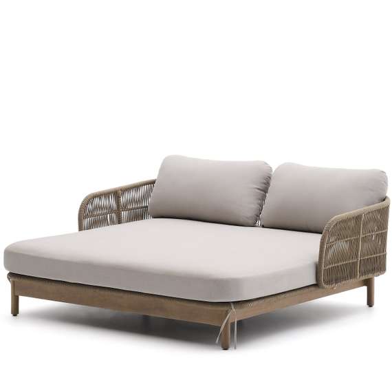 Двухместный шезлонг Catalina из бежевого шнура и массива акации