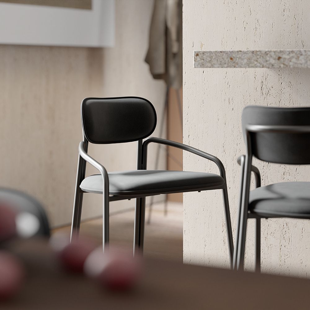 Стул барный Ror, Round, велюр, черный/серый