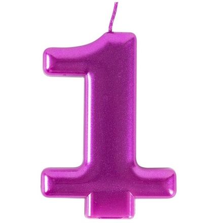Свечи-цифры "Ярко-розовые металлик" 8 см (от 0 до 9)
