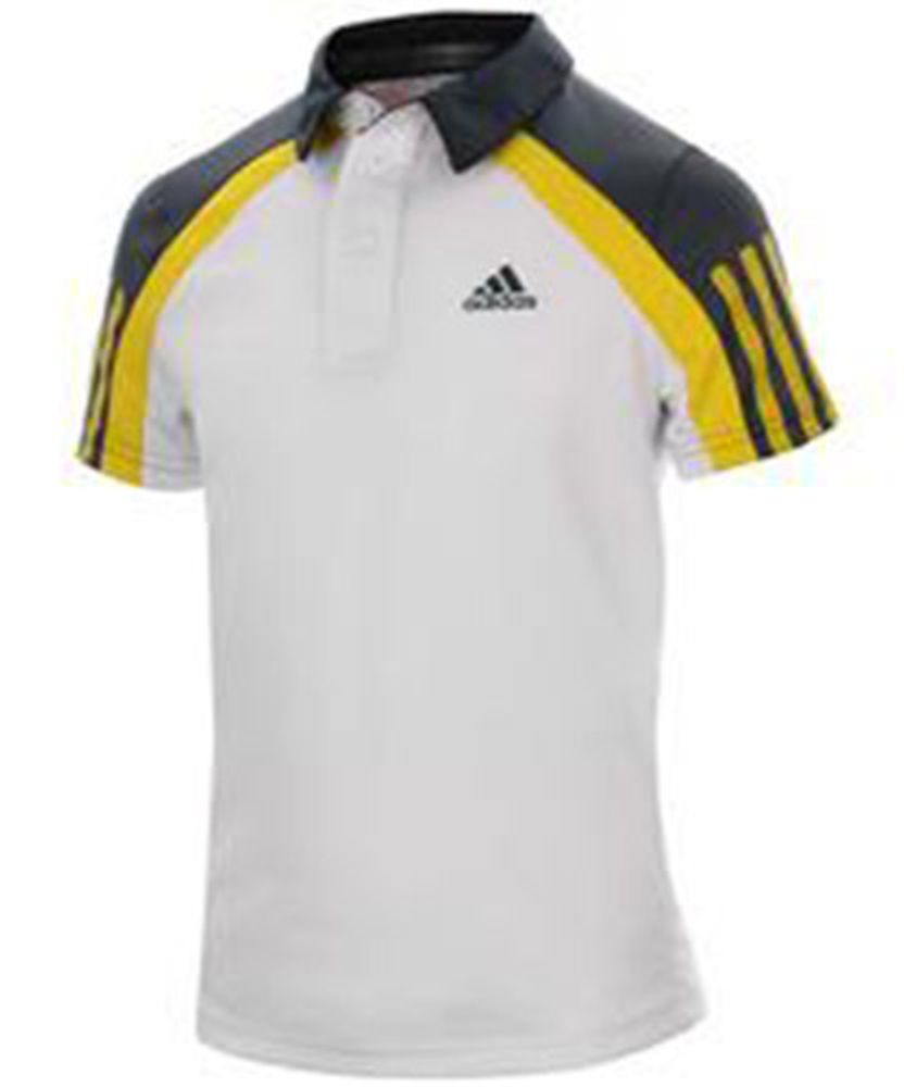 Футболка для мальчика теннисная Adidas Barricade Traditional Polo - white/vivid yellow