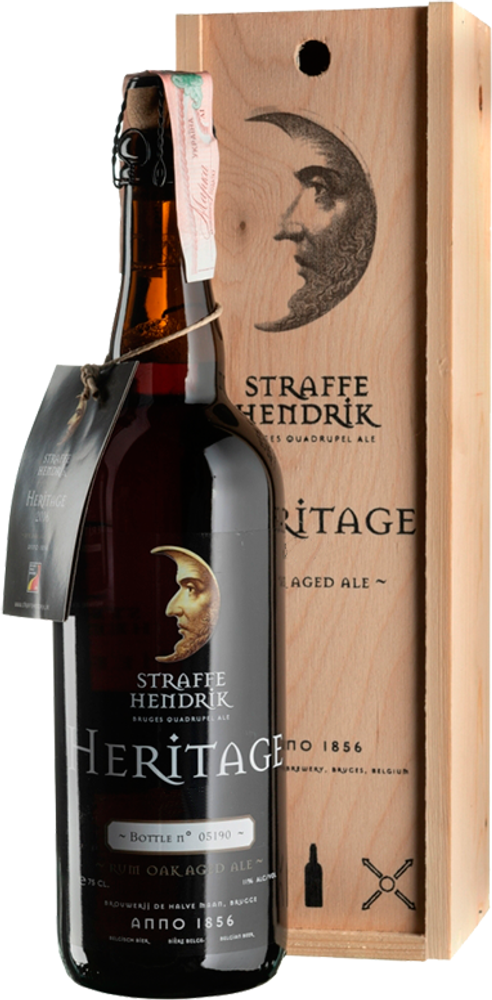 Пиво в Подарочной Упаковке Штраффе Хендрик Хэритедж 2021  / Straffe Hendrik Heritage Armagnac Oak Aged Ale 0.75 - деревянный ящик