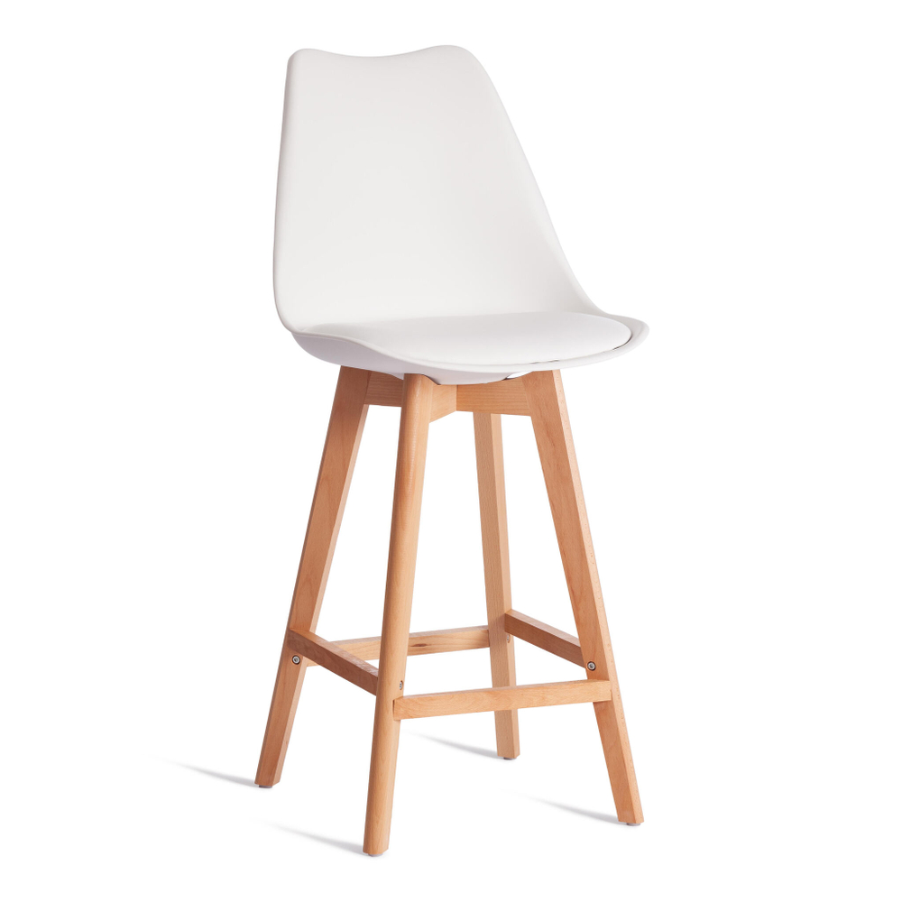 Стул барный TULIP BAR (mod. C1014H-1) / 1 шт. в упаковке пластик/дерево, 42 х 47,5 х 104 см, White (Белый) 70029/ натуральный