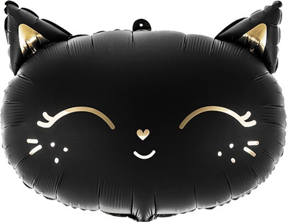 Шар (19''/48 см) Фигура, Голова, Магический котенок, Черный, 1 шт.