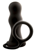 Черная анальная пробка с эрекционным кольцом Renegade Pop & Lock Rambo (Цвет: черный)