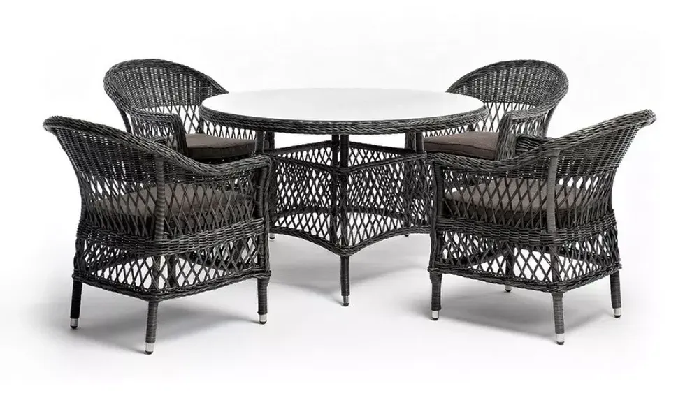 "Дольче" обеденная группа из искусственного ротанга, цвет графит