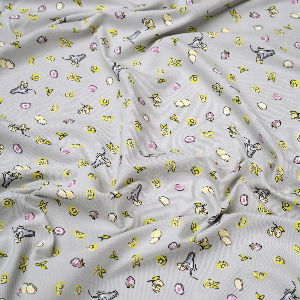 Кулирная гладь с рисунком, 92% хлопок, 8% ПУ(эластан), 175 гр/м2, св.серый/св.зелёный (21232)