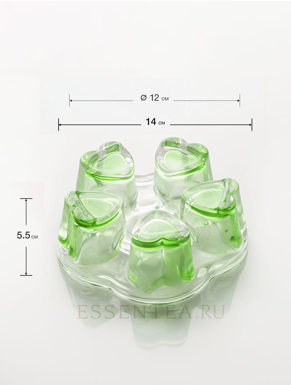 Подставка-нагреватель "Зелёные сердца" для чайника из термостойкого стекла