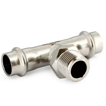 Тройник пресс Uni-Fitt 22 х 1/2" НР с наружной резьбой из нержавеющей стали 798S3230