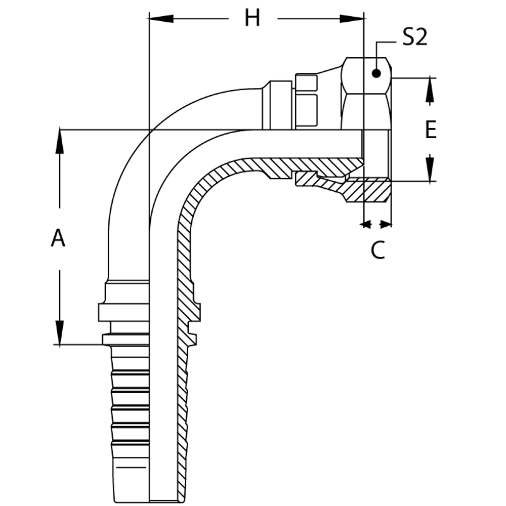 Фитинг DN 10 BSP (Г) 3/8 (90)