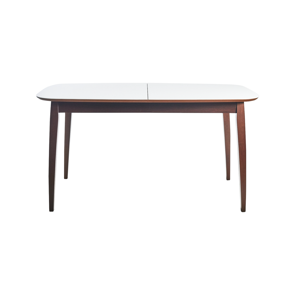 Стол Турин 1,9, орех темный + белое глянцевое стекло