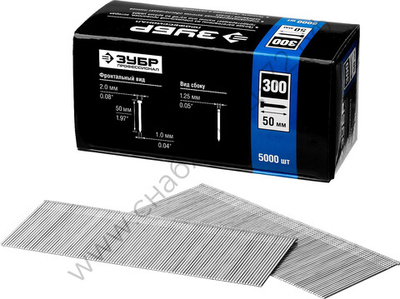 ЗУБР тип 18GA (47 / 300 / F) 50 мм, 5000 шт, гвозди для нейлера (31830-50)