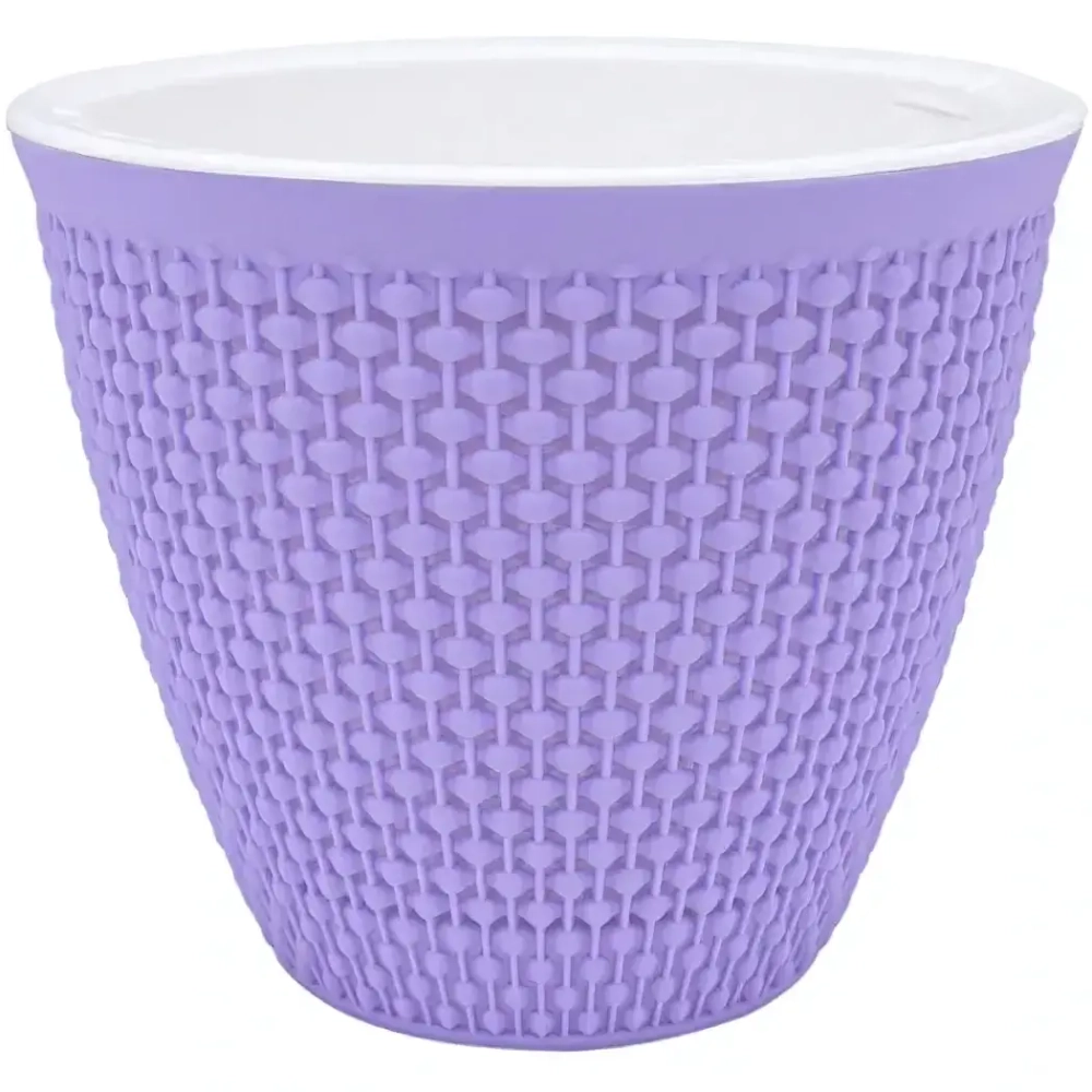 Кашпо для цветов пластиковое 2,25л d-17,5см «Ротанг» Лаванда