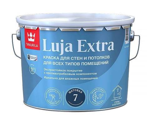 Краска для влажных помещений Tikkurila Luja Extra белая матовая 9 л