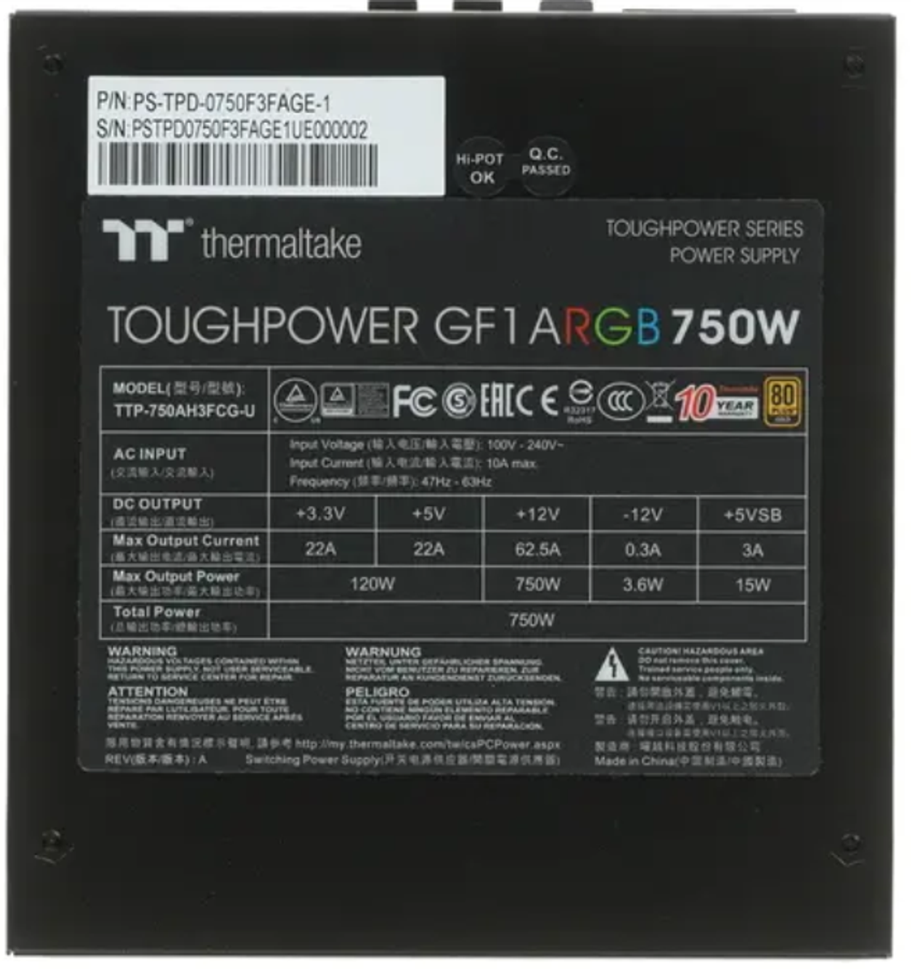 Блок питания ATX Thermaltake Toughpower GF3 ARGB