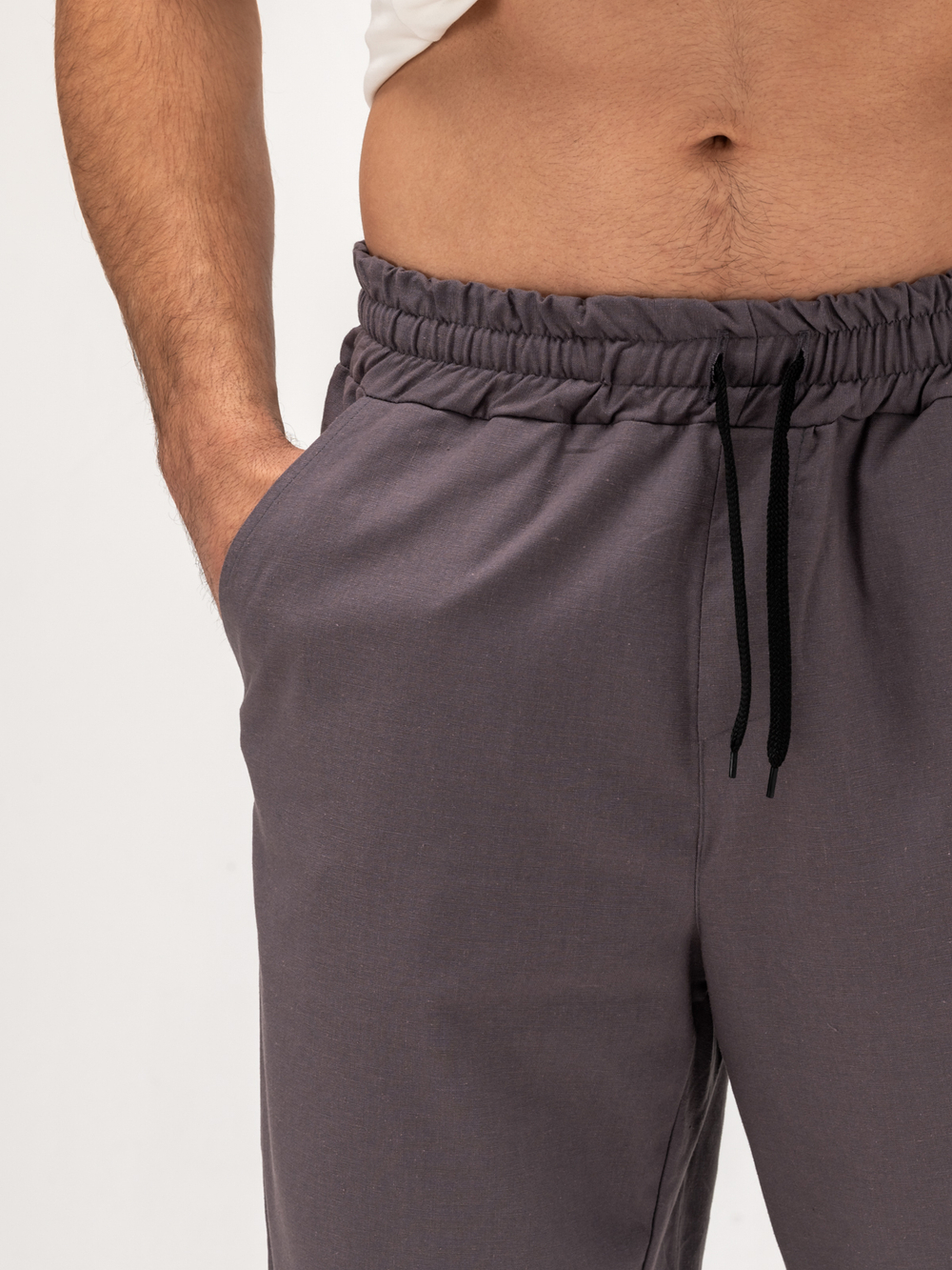 Костюм мужской льняной. Рубашка с брюками. Графит