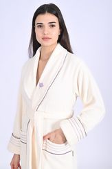 Халат женский махровый с тапочками 4335 кремовый NUSA Турция