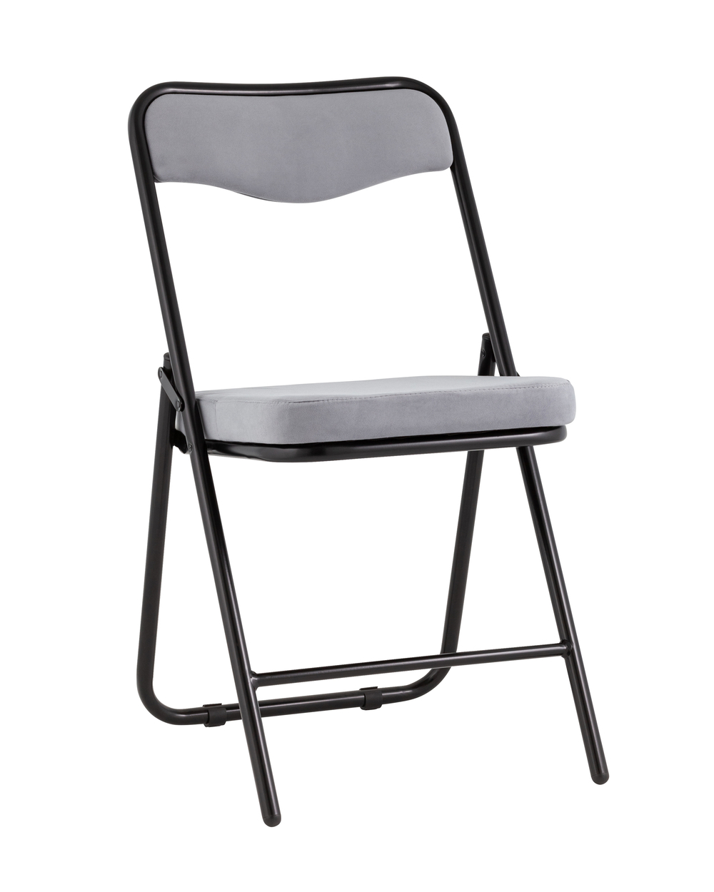 Складной стул Джонни велюр серый каркас черный матовый