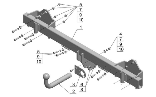 Фаркоп для BMW X5 E53 2000-2007 Тип шара: A. Нагрузки: 2500/100 кг, BM 01