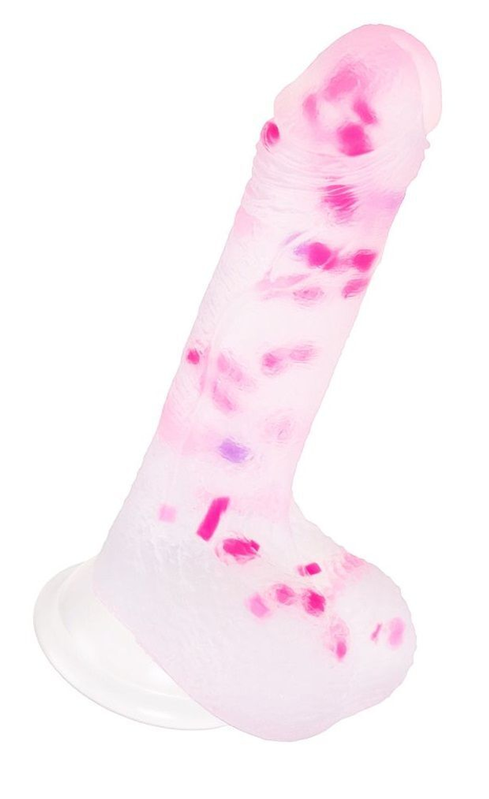 Прозрачный фаллоимитатор Crowley с цветными вкраплениями - 18 см. (Цвет: прозрачный)