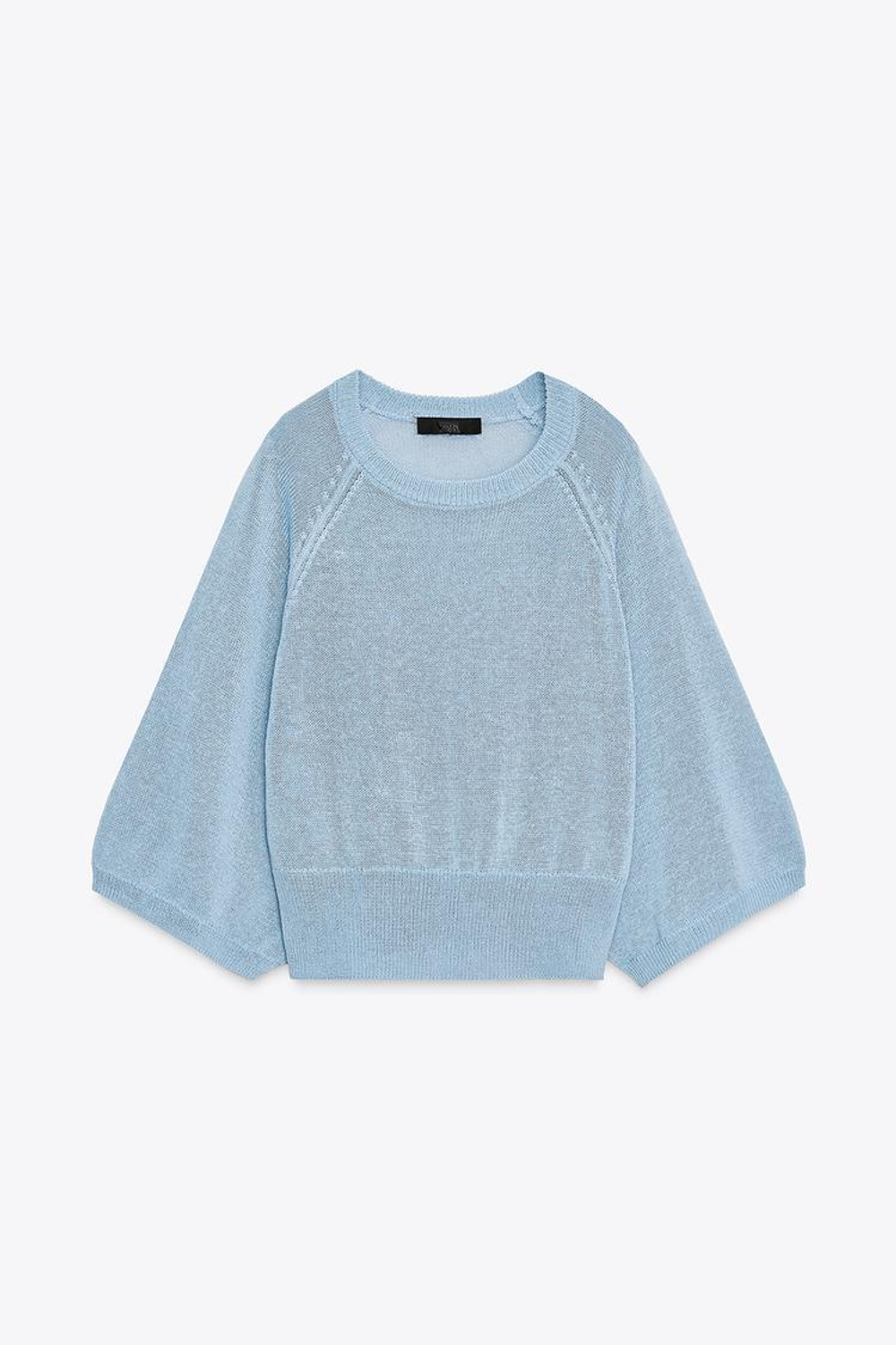 ZARA СВИТЕР С ШИРОКИМИ РУКАВАМИ, ГОЛУБОЙ